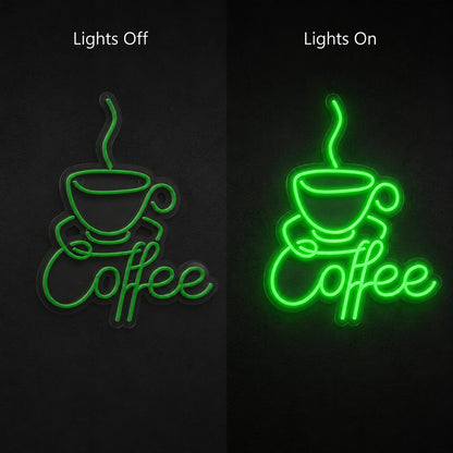 Coffee Text With Cup LED Neon Sign main product image