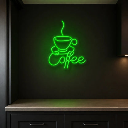 Coffee Text With Cup LED Neon Sign - Shineneon