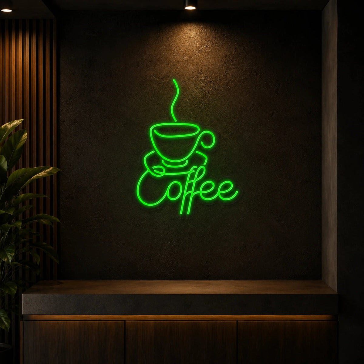 Coffee Text With Cup LED Neon Sign - Shineneon