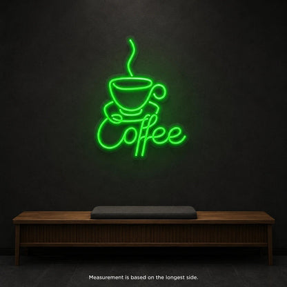 Coffee Text With Cup LED Neon Sign - Shineneon