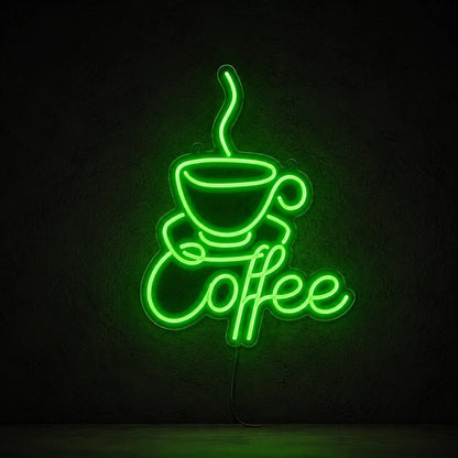 Coffee Text With Cup LED Neon Sign - Shineneon