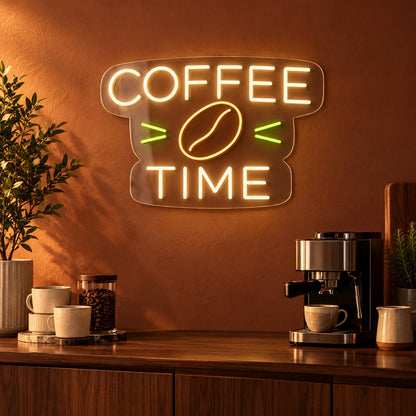 Coffee Time Bean LED Neon Sign - advertising view