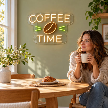 Coffee Time Bean LED Neon Sign - lifestyle view