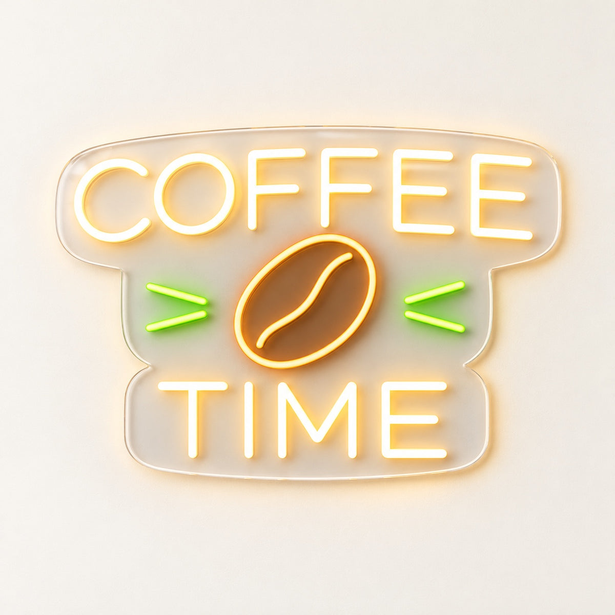 Coffee Time Bean LED Neon Sign - natural light view