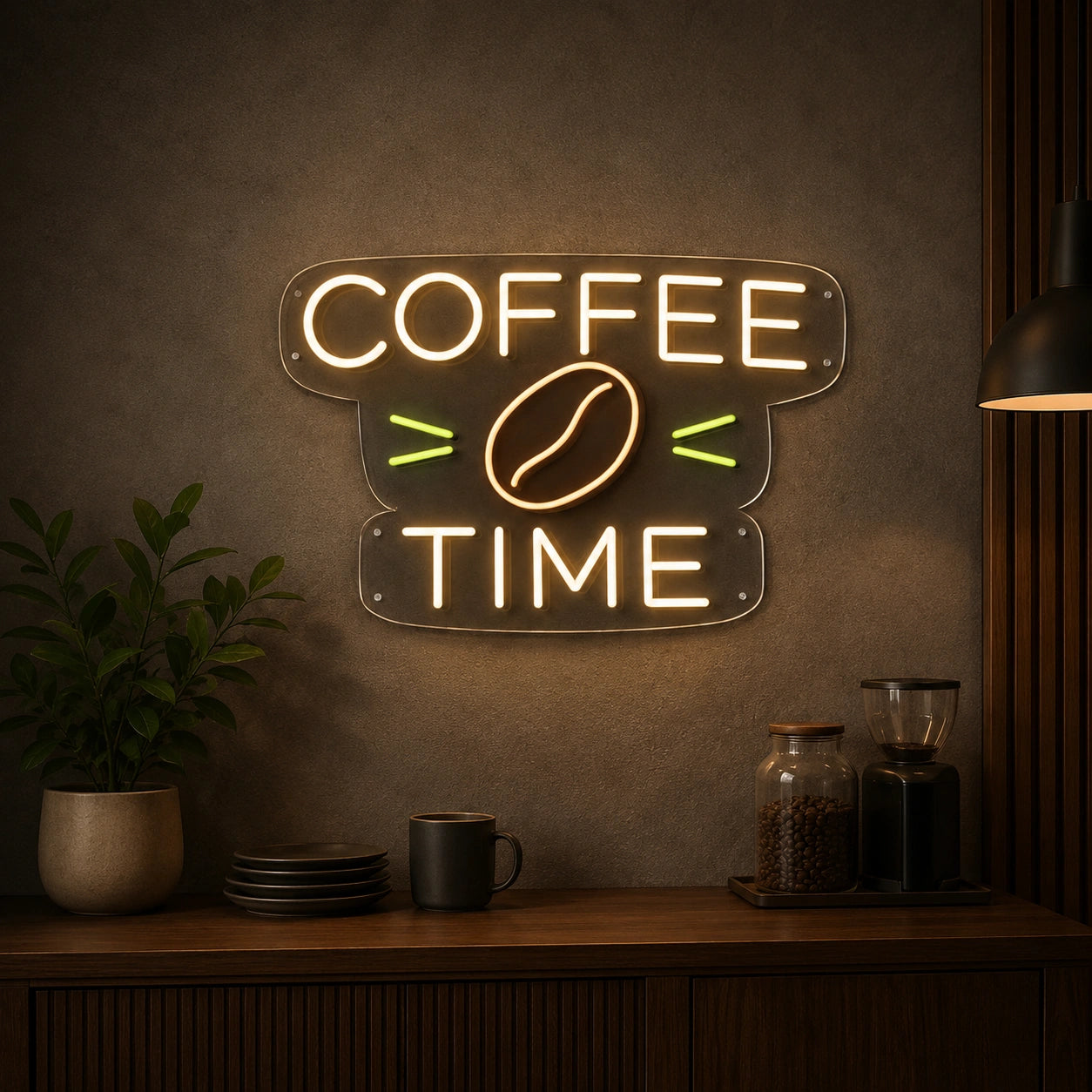 Coffee Time Coffee Bean LED Neon Sign color grid