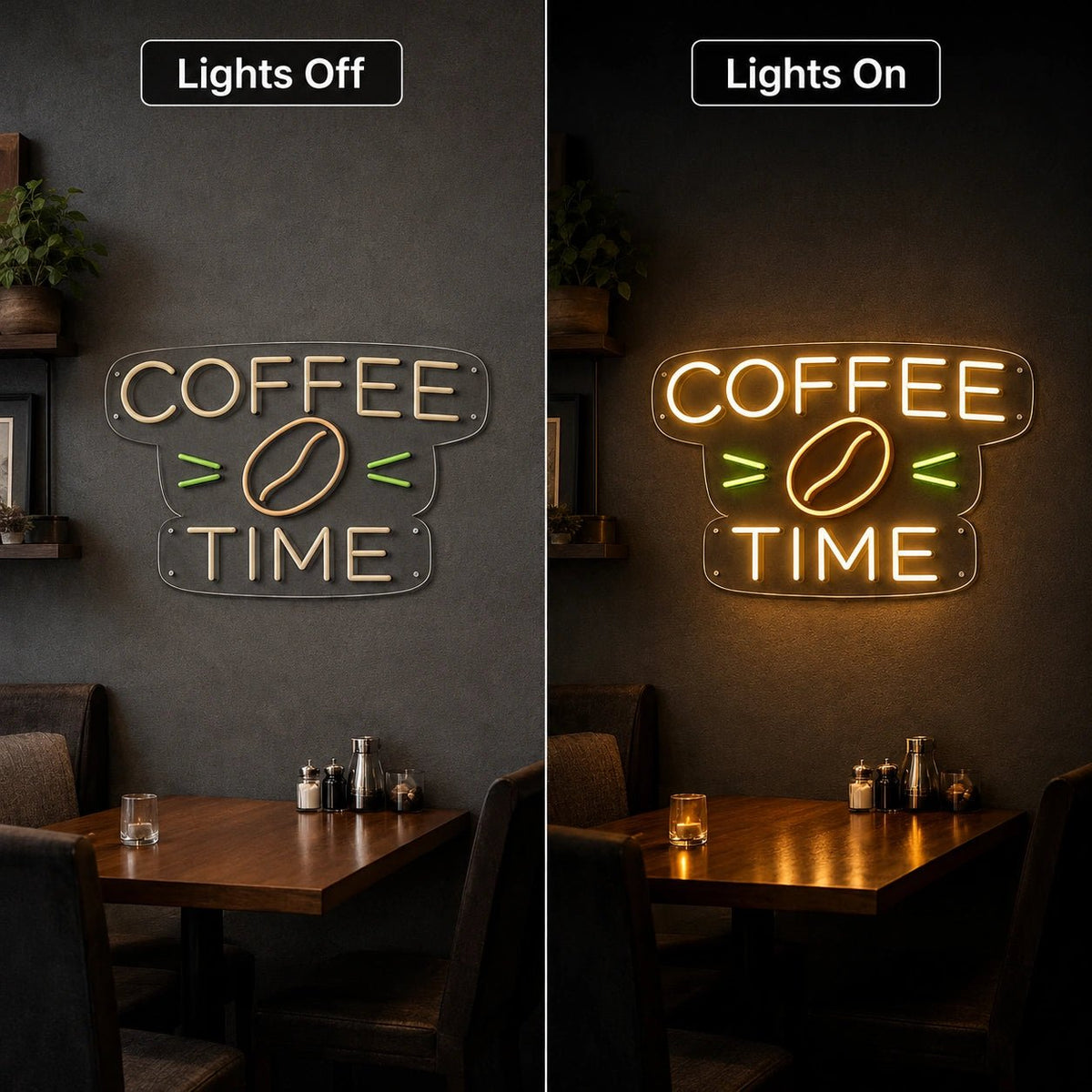 Coffee Time Coffee Bean LED Neon Sign - Shineneon