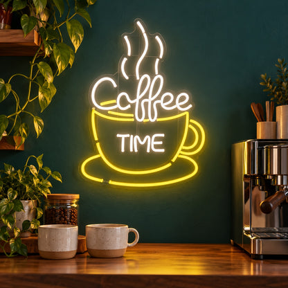 Coffee Time Cup LED Neon Sign - advertising view
