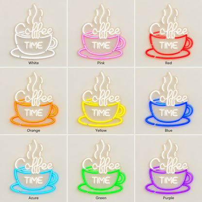 Coffee Time Cup LED Neon Sign - nine-color grid