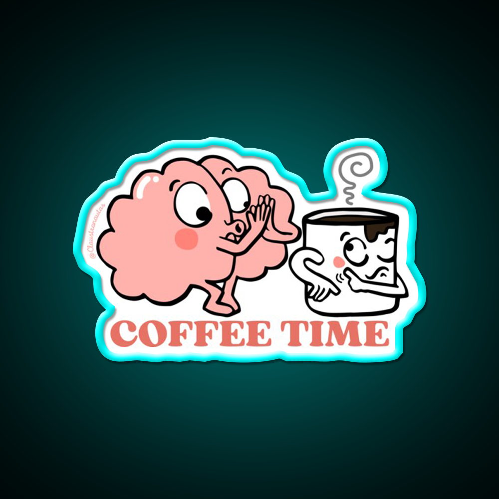 Coffee Time For My Brain Cafe Led Neon Sign Espresso Bar Art Rgb Color