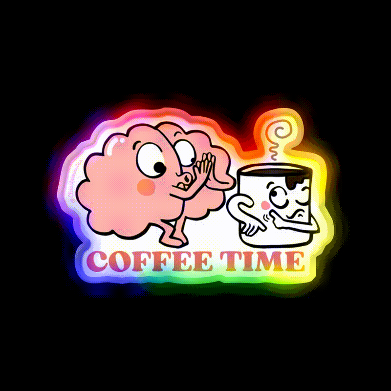 Coffee Time For My Brain Cafe Led Neon Sign Espresso Bar Art Rgb Color