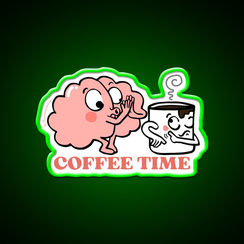 Coffee Time For My Brain Cafe Led Neon Sign Espresso Bar Art Rgb Color