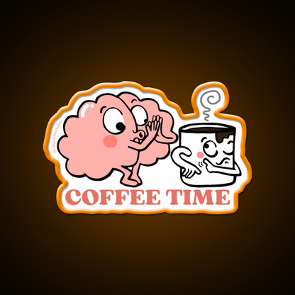 Coffee Time For My Brain Cafe Led Neon Sign Espresso Bar Art Rgb Color