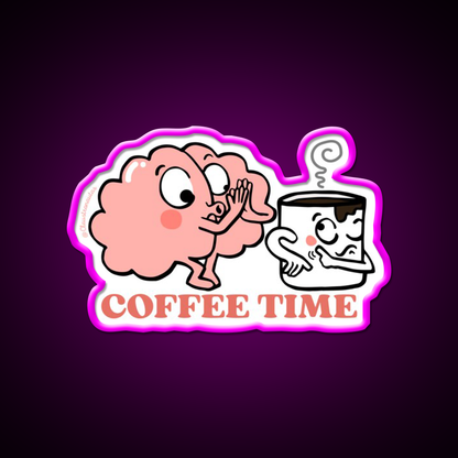 Coffee Time For My Brain Cafe Led Neon Sign Espresso Bar Art Rgb Color