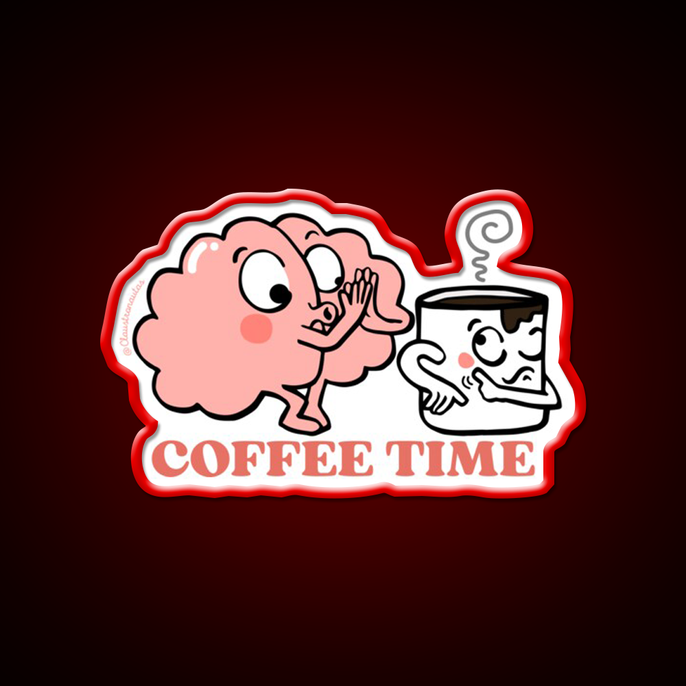 Coffee Time For My Brain Cafe Led Neon Sign Espresso Bar Art Rgb Color