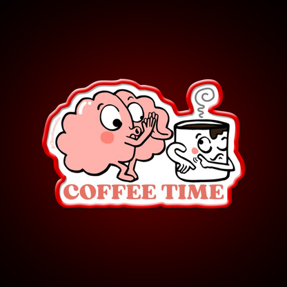 Coffee Time For My Brain Cafe Led Neon Sign Espresso Bar Art Rgb Color