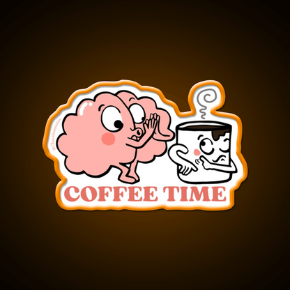Coffee Time For My Brain Cafe Led Neon Sign Espresso Bar Art Rgb Color - Shineneon