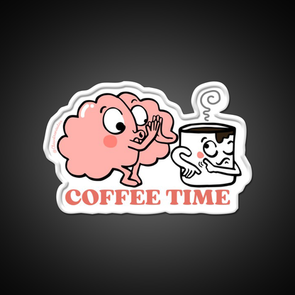 Coffee Time For My Brain Cafe Led Neon Sign Espresso Bar Art Rgb Color