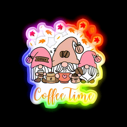 Coffee Time Gnome Autumn Vibes Cafe Led Neon Sign Espresso Bar Art Rgb Color
