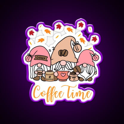 Coffee Time Gnome Autumn Vibes Cafe Led Neon Sign Espresso Bar Art Rgb Color