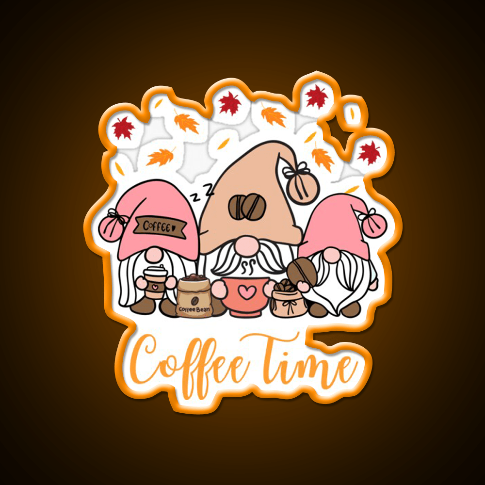 Coffee Time Gnome Autumn Vibes Cafe Led Neon Sign Espresso Bar Art Rgb Color - Shineneon