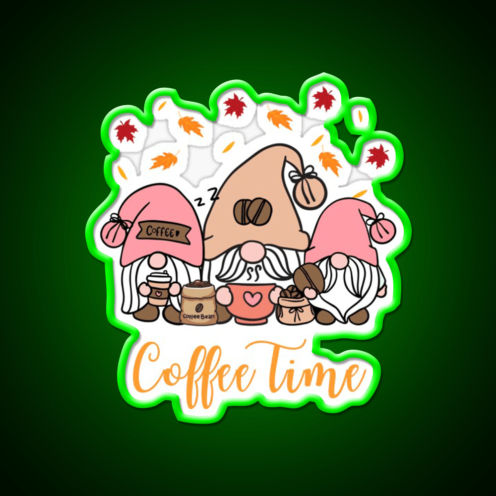 Coffee Time Gnome Autumn Vibes Cafe Led Neon Sign Espresso Bar Art Rgb Color - Shineneon