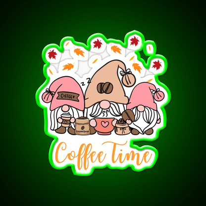 Coffee Time Gnome Autumn Vibes Cafe Led Neon Sign Espresso Bar Art Rgb Color - Shineneon