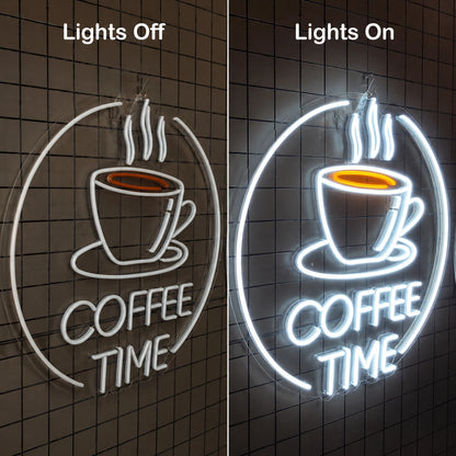 Coffee Time LED Neon Sign - 06 Day Night Comparison