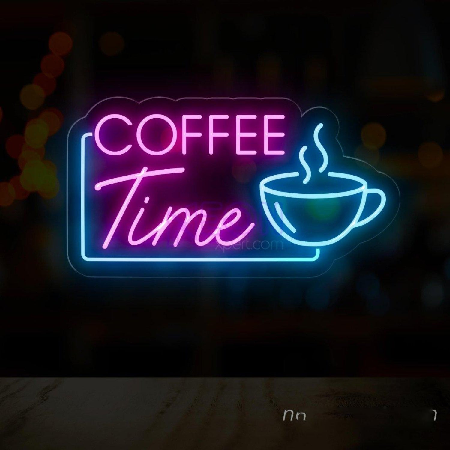 Coffee Time Pink Blue Led Neon Sign With Coffee Cup For Cafe Decor | Shineneon