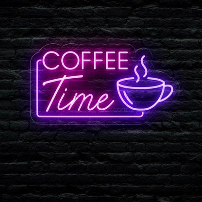 Coffee Time Pink Blue Led Neon Sign With Coffee Cup For Cafe Decor | Shineneon