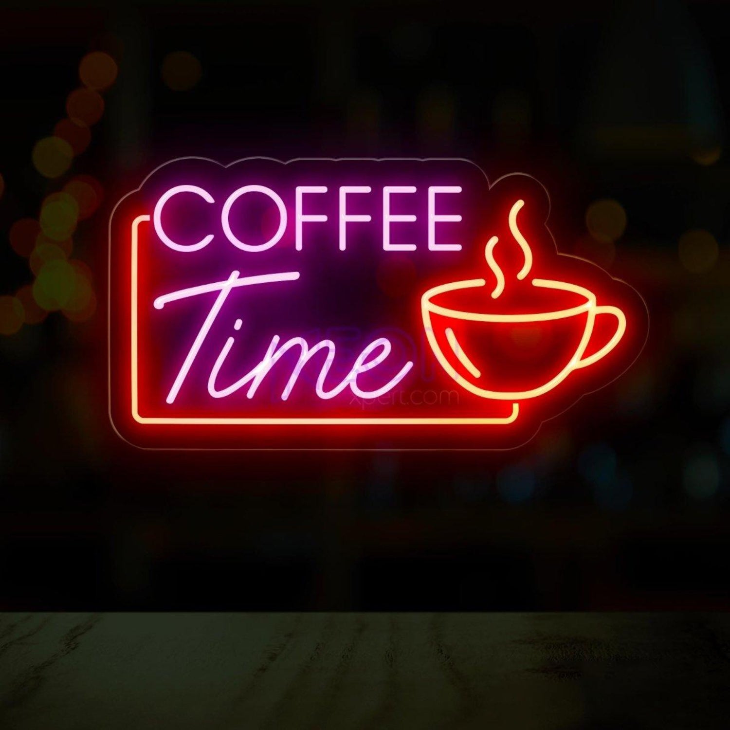 Coffee Time Pink Blue Led Neon Sign With Coffee Cup For Cafe Decor | Shineneon
