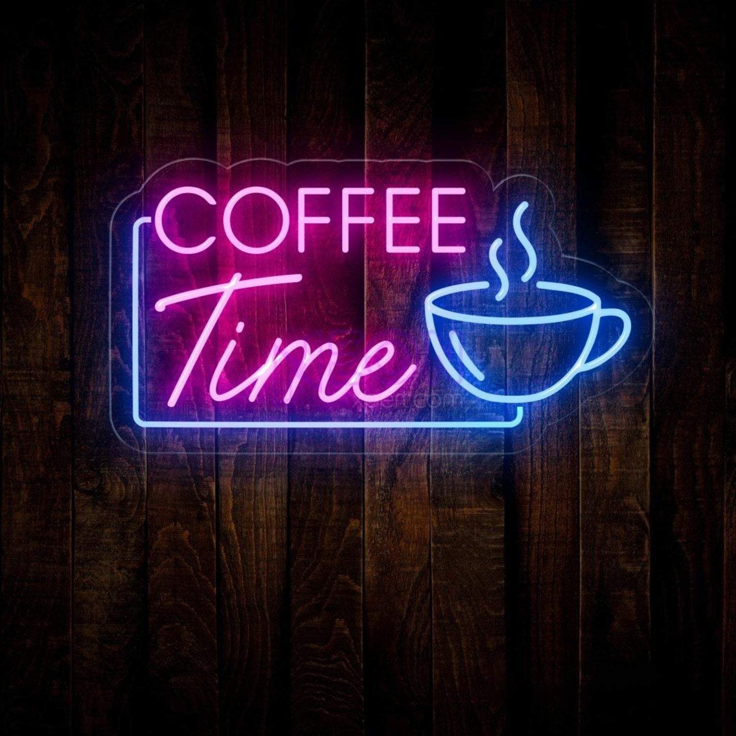 Coffee Time Pink Blue Led Neon Sign With Coffee Cup For Cafe Decor | Shineneon
