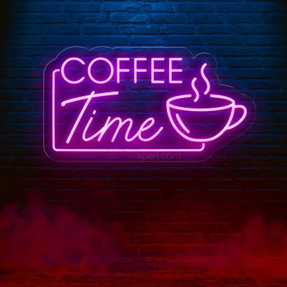 Coffee Time Pink Blue Led Neon Sign With Coffee Cup For Cafe Decor | Shineneon
