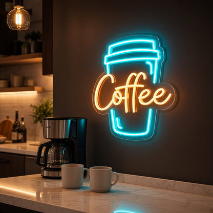 Coffee To Go Cup LED Neon Sign - advertising view
