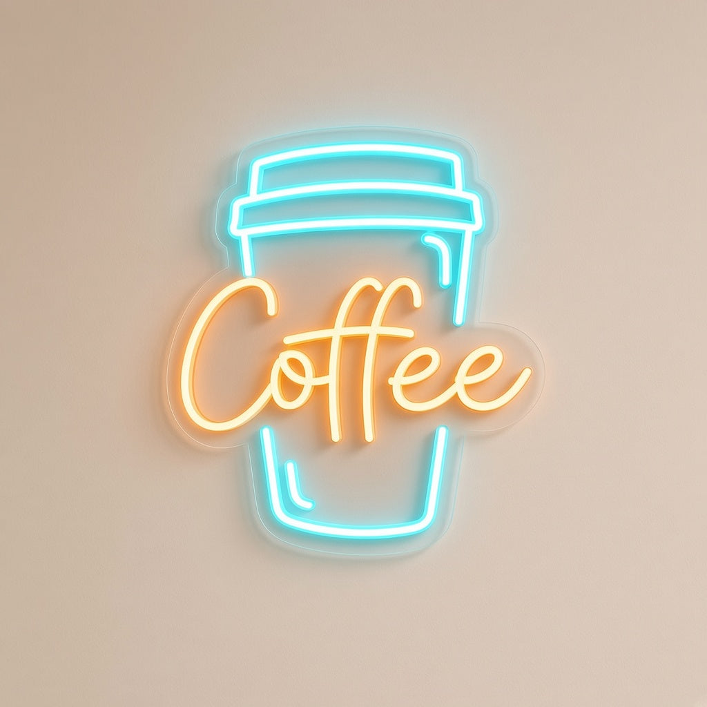Coffee To Go Cup LED Neon Sign - natural light view