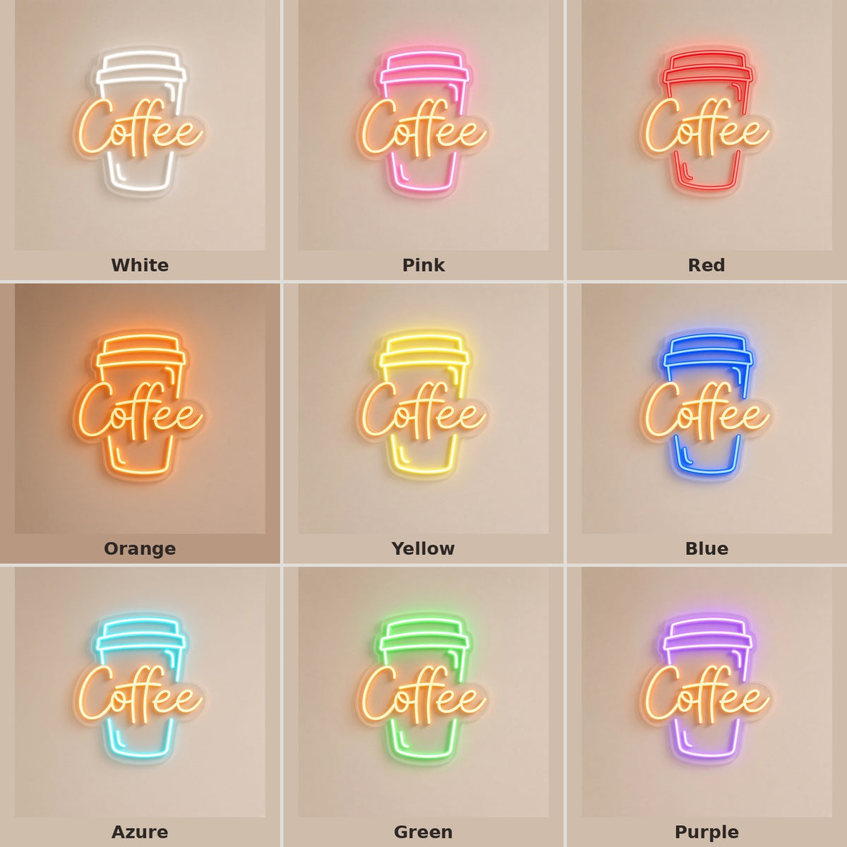 Coffee To Go Cup LED Neon Sign - nine-color grid