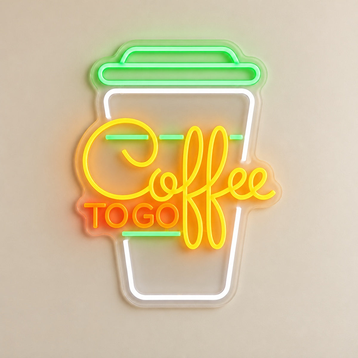 Coffee To Go Cup LED Neon Sign - natural light view