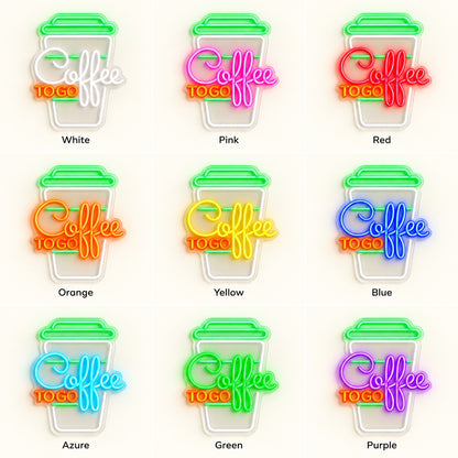 Coffee To Go Cup LED Neon Sign - nine-color grid
