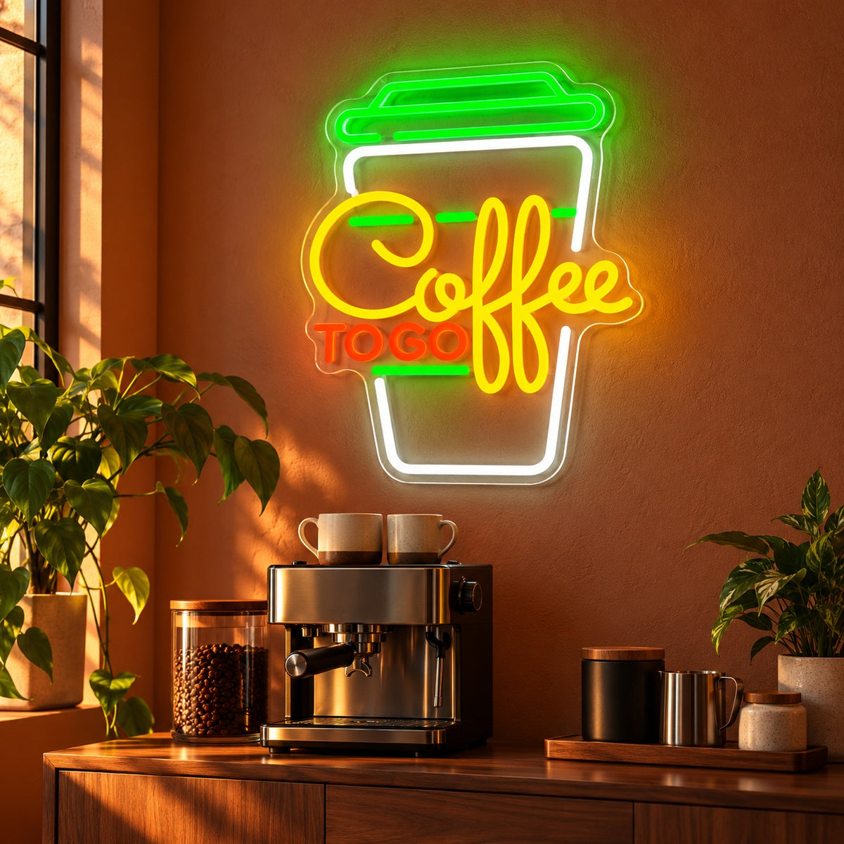 Coffee To Go Cup LED Neon Sign - advertising view