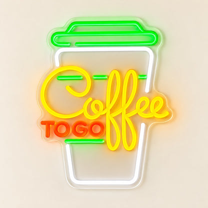 Coffee To Go Cup LED Neon Sign - natural light view