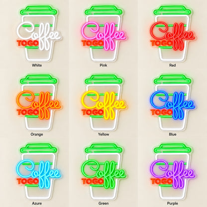 Coffee To Go Cup LED Neon Sign - nine-color grid
