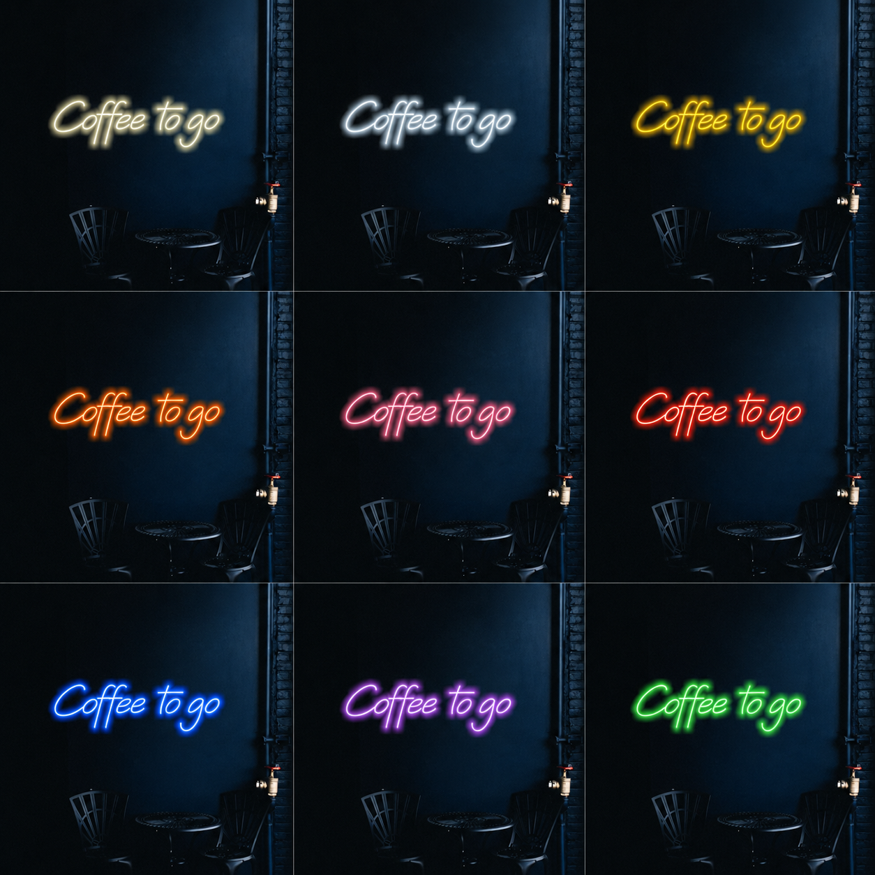 Coffee To Go LED Neon Sign - 05 Color Grid