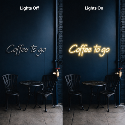 Coffee To Go LED Neon Sign - 06 Day Night Comparison