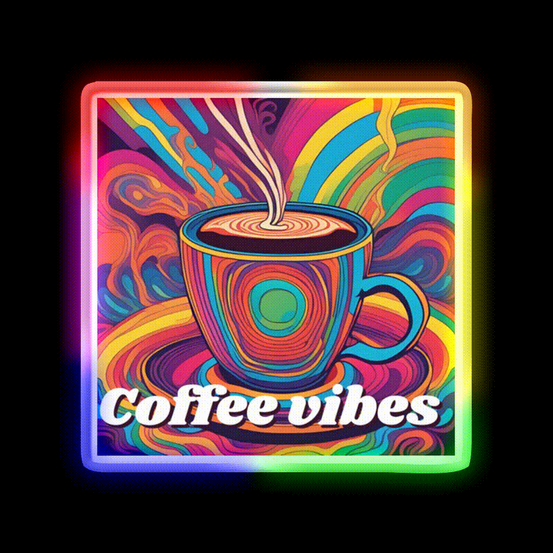 Coffee Vibes Cafe Led Neon Sign Espresso Bar Art Bakery Wall Art Rgb Color