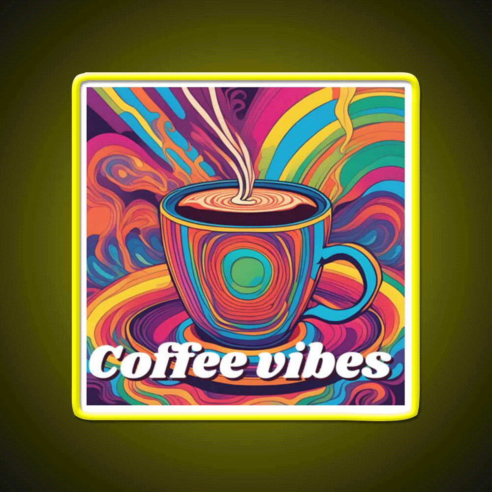 Coffee Vibes Cafe Led Neon Sign Espresso Bar Art Bakery Wall Art Rgb Color