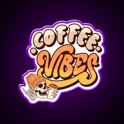 Coffee Vibes Skeleton Cool Aesthetic Cafe Led Neon Sign Espresso Bar Art Rgb Color