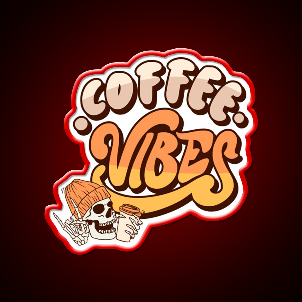 Coffee Vibes Skeleton Cool Aesthetic Cafe Led Neon Sign Espresso Bar Art Rgb Color