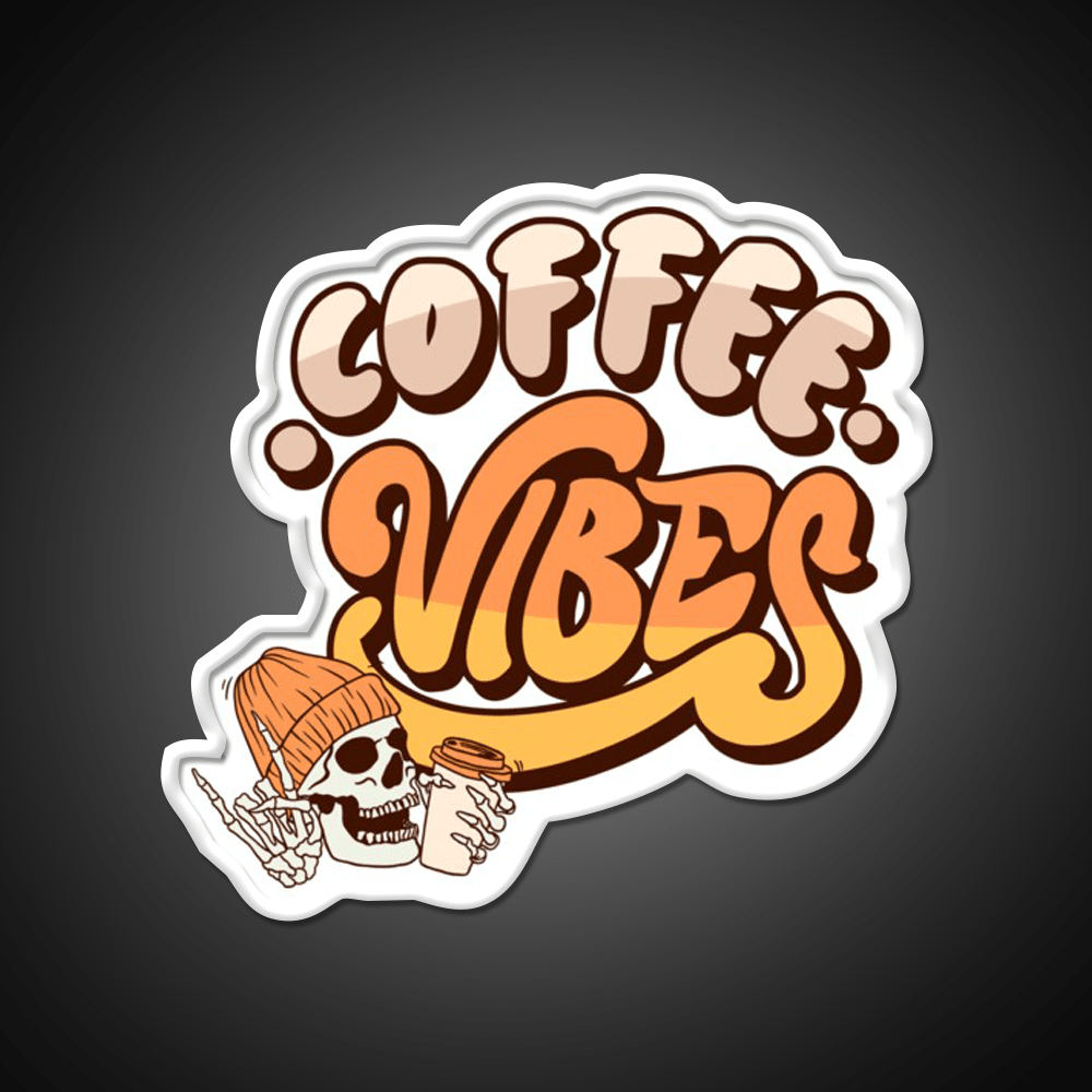 Coffee Vibes Skeleton Cool Aesthetic Cafe Led Neon Sign Espresso Bar Art Rgb Color - Shineneon