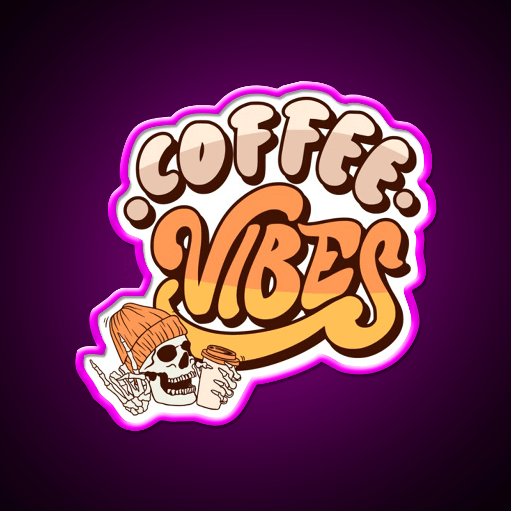 Coffee Vibes Skeleton Cool Aesthetic Cafe Led Neon Sign Espresso Bar Art Rgb Color - Shineneon