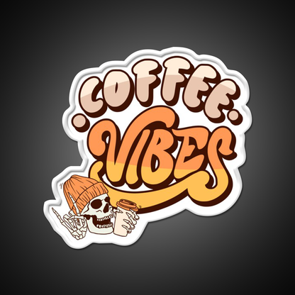 Coffee Vibes Skeleton Cool Aesthetic Cafe Led Neon Sign Espresso Bar Art Rgb Color