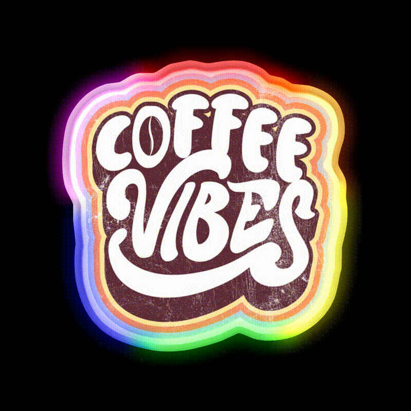 Coffee Vibes Vintage 70S Retro Style Cafe Led Neon Sign Espresso Bar Art Rgb Color